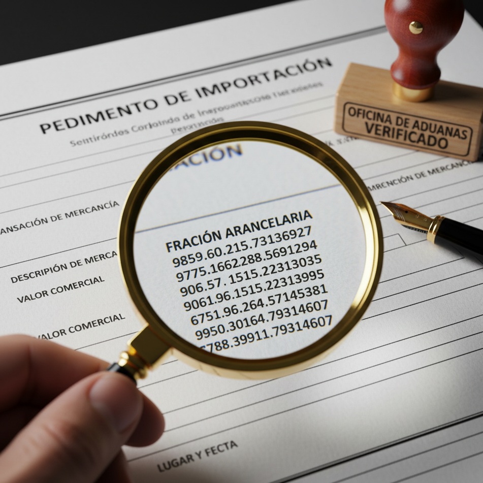 Documento aduanal siendo verificado con precisión